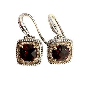 Sterling Silver Custom GPanther Drop Earrings with Small Diamonds